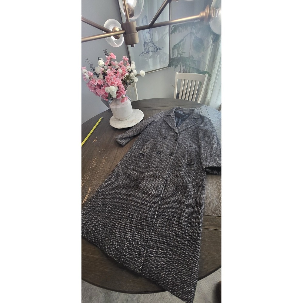 Vintage‎ Tweed Double Breasted Overcoat Top Coat Trench Jaguar USA made Size 16